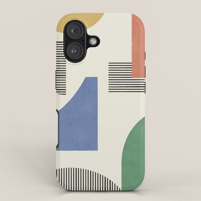 Abstract Lines Composition - 3 Colors iPhone Case Gallery Image 1