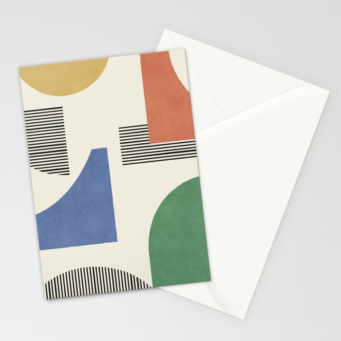 Abstract Lines Composition - 3 Colors Stationery Card Gallery Image 2