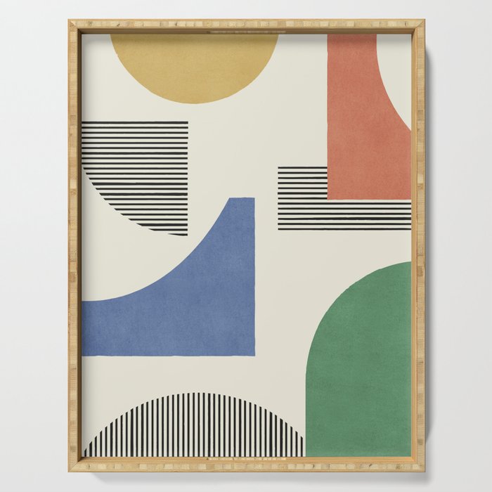 Abstract Lines Composition - 3 Colors Serving Tray Gallery Image 1