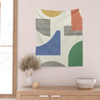 Abstract Lines Composition - 3 Colors Wall Tapestry Gallery Image 2