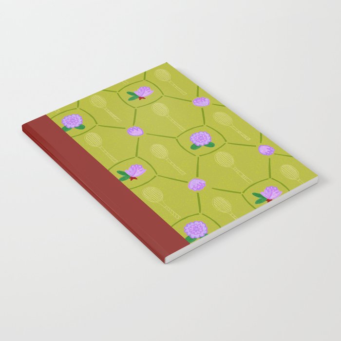Tennis Rackets & Roses in Lime & Lavender Notebook Gallery Image 1