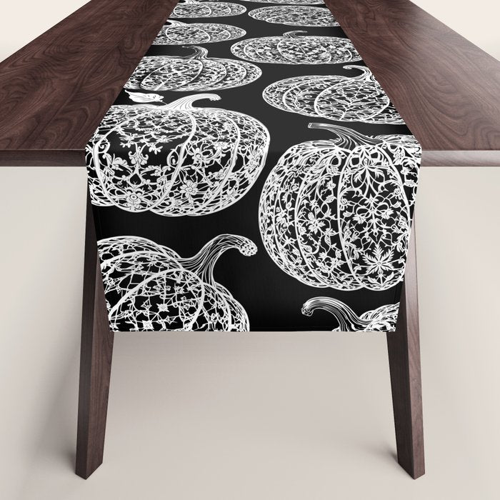Lace Pumpkin Halloween Pattern Needle Bobbin Crochet Thread Table Runner Gallery Image 1