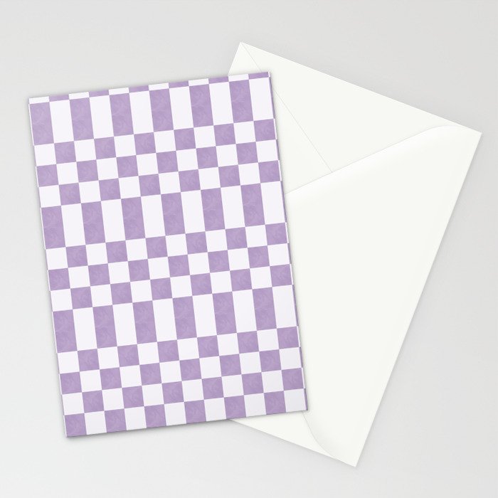 Lilac and white checkered Stationery Card Gallery Image 2