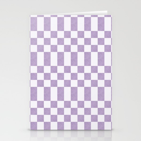 Lilac and white checkered Stationery Card Gallery Image 1