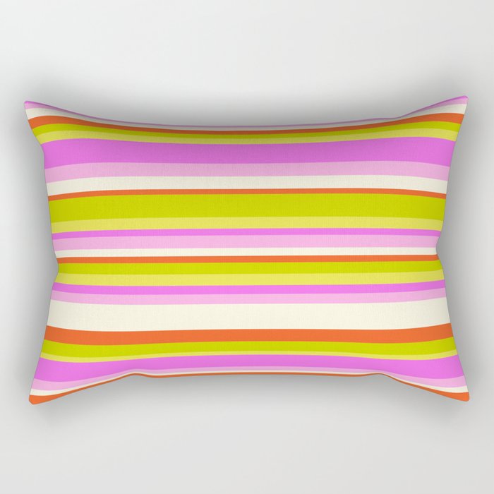 Classic Stripes XVIII - Y2K Pink and Green Rectangular Pillow Gallery Image 1