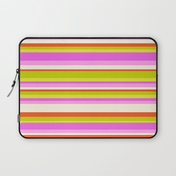 Classic Stripes XVIII - Y2K Pink and Green Laptop Sleeve Gallery Image 1