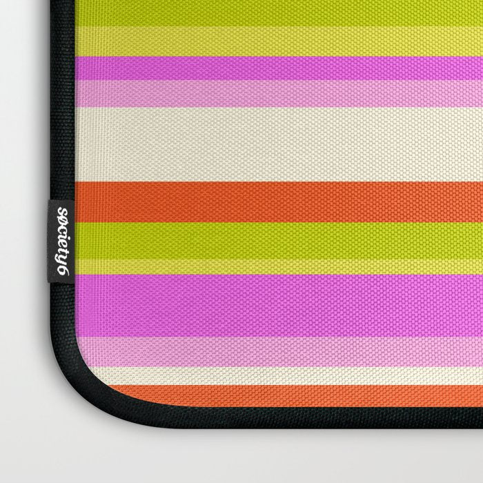 Classic Stripes XVIII - Y2K Pink and Green Laptop Sleeve Gallery Image 3