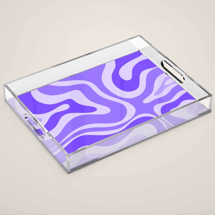 Liquid Swirl Abstract Pattern in Bright Lavender Purple Acrylic Tray Gallery Image 1