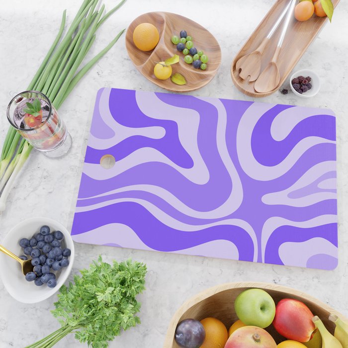 Liquid Swirl Abstract Pattern in Bright Lavender Purple Cutting Board Gallery Image 2