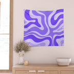 Liquid Swirl Abstract Pattern in Bright Lavender Purple Wall Tapestry Gallery Image 2