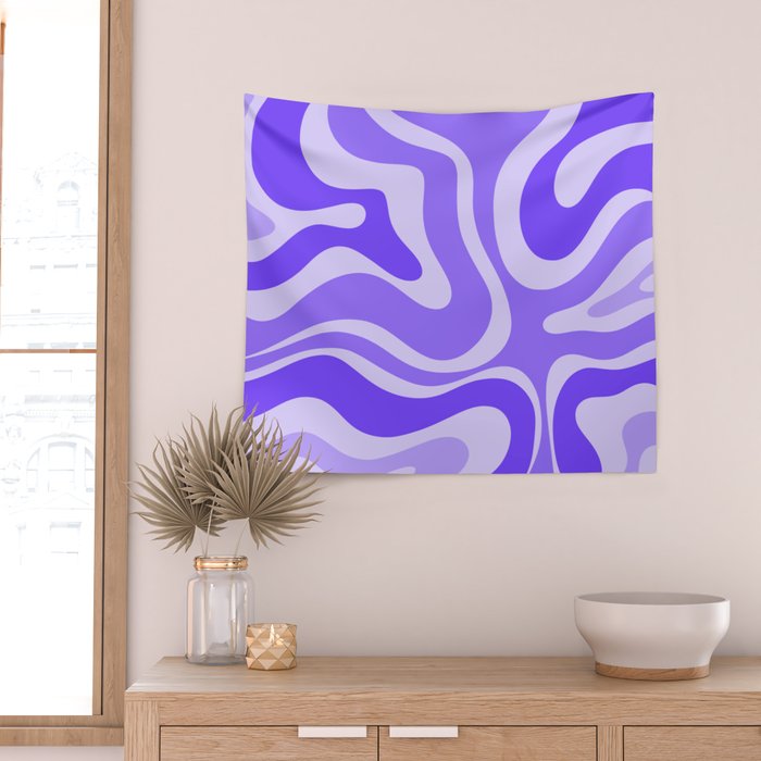 Liquid Swirl Abstract Pattern in Bright Lavender Purple Wall Tapestry Gallery Image 2