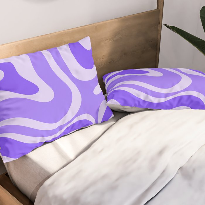 Liquid Swirl Abstract Pattern in Bright Lavender Purple Pillow Sham Gallery Image 2