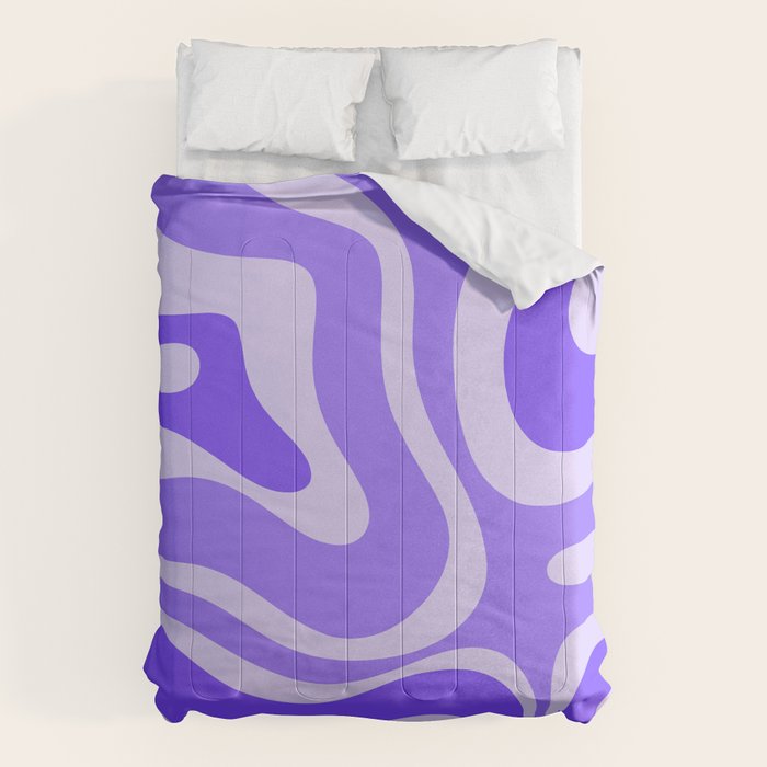 Liquid Swirl Abstract Pattern in Bright Lavender Purple Comforter Gallery Image 1