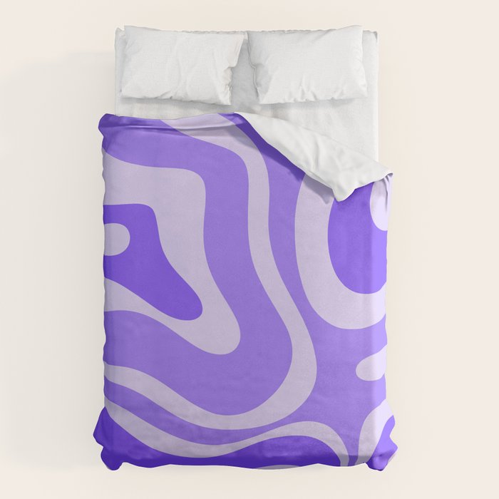 Liquid Swirl Abstract Pattern in Bright Lavender Purple Duvet Cover Gallery Image 1