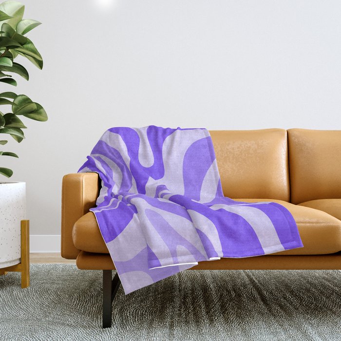 Liquid Swirl Abstract Pattern in Bright Lavender Purple Throw Blanket Gallery Image 1