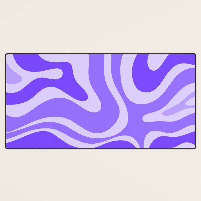 Liquid Swirl Abstract Pattern in Bright Lavender Purple Desk Mat Gallery Image 3