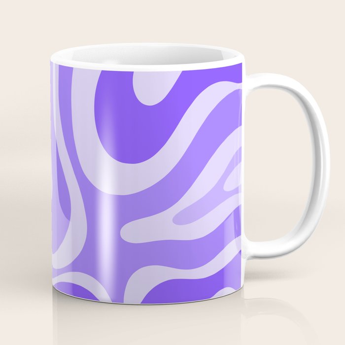 Liquid Swirl Abstract Pattern in Bright Lavender Purple Coffee Mug Gallery Image 1