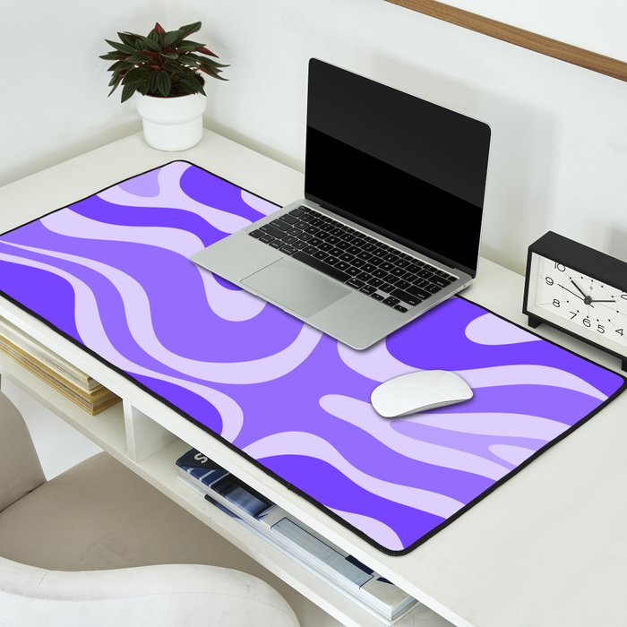 Liquid Swirl Abstract Pattern in Bright Lavender Purple Desk Mat Gallery Image 2