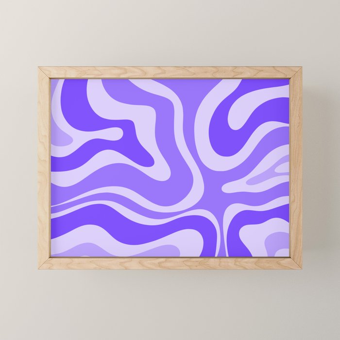 Liquid Swirl Abstract Pattern in Bright Lavender Purple Mini Art Print Gallery Image 1
