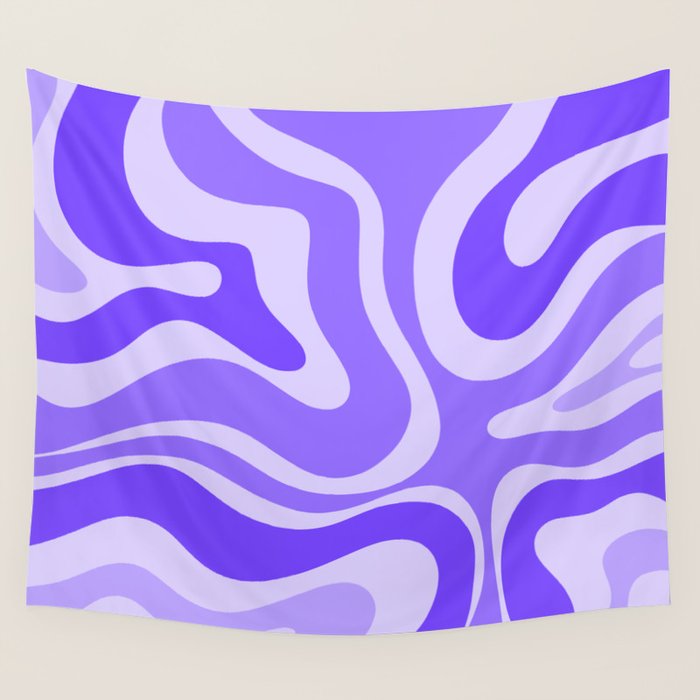 Liquid Swirl Abstract Pattern in Bright Lavender Purple Wall Tapestry Gallery Image 4