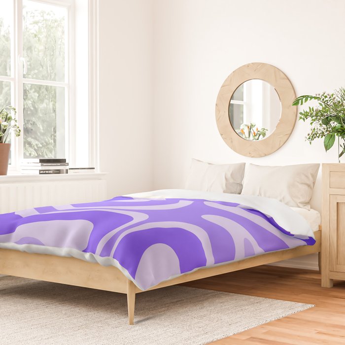 Liquid Swirl Abstract Pattern in Bright Lavender Purple Duvet Cover Gallery Image 2