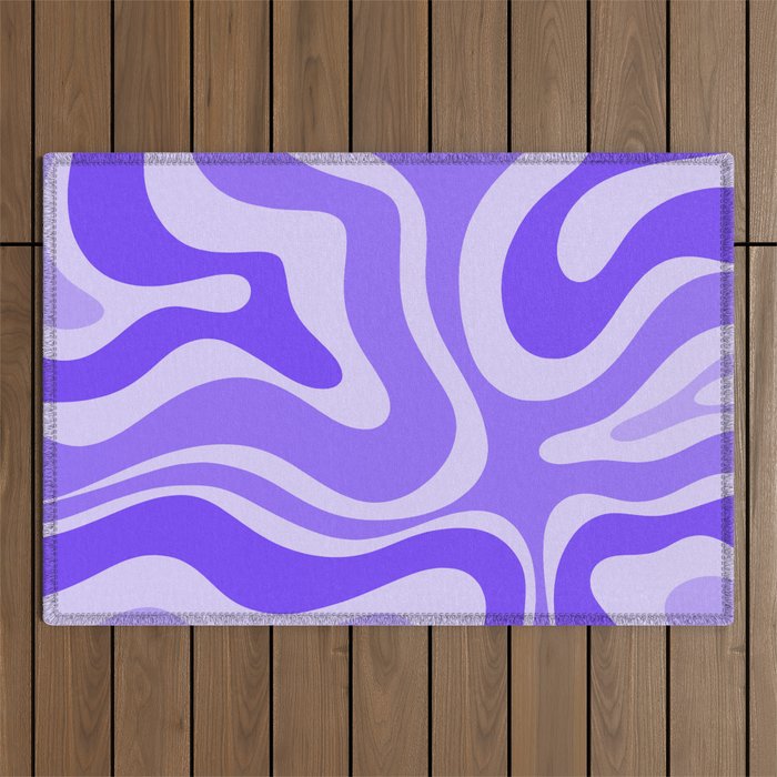 Liquid Swirl Abstract Pattern in Bright Lavender Purple Outdoor Rug Gallery Image 1