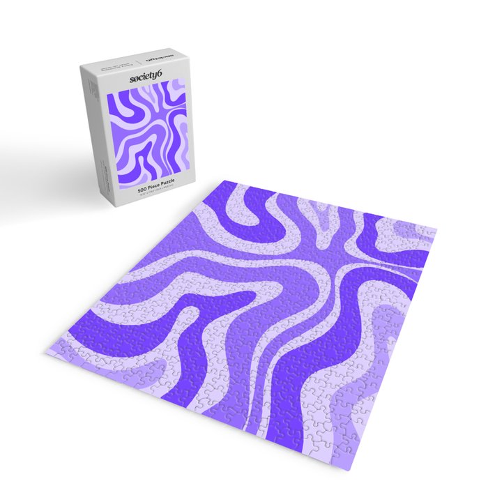 Liquid Swirl Abstract Pattern in Bright Lavender Purple Jigsaw Puzzle Gallery Image 2