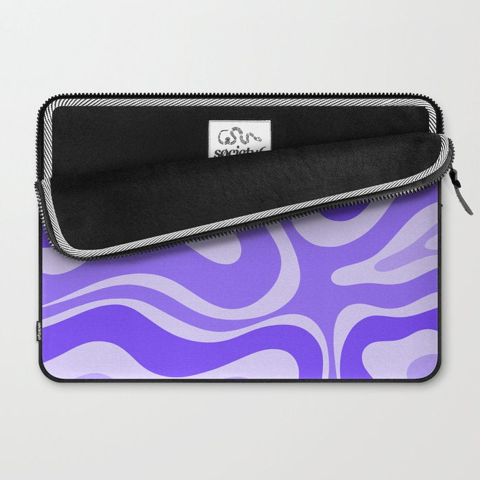 Liquid Swirl Abstract Pattern in Bright Lavender Purple Laptop Sleeve Gallery Image 2