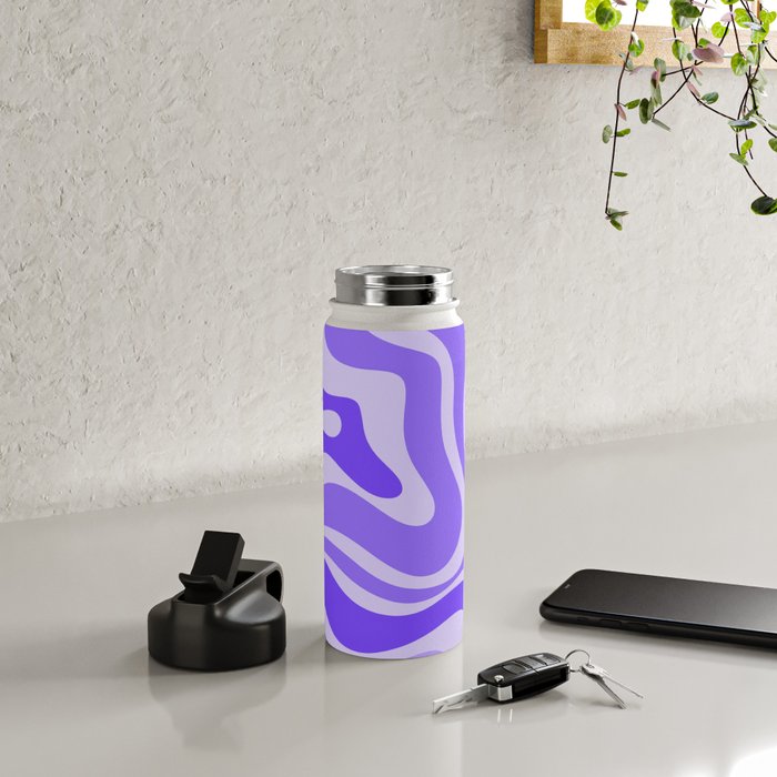 Liquid Swirl Abstract Pattern in Bright Lavender Purple Water Bottle Gallery Image 4