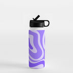Liquid Swirl Abstract Pattern in Bright Lavender Purple Water Bottle Gallery Image 1