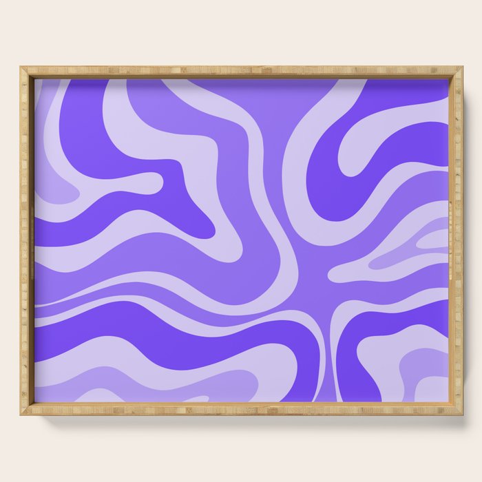 Liquid Swirl Abstract Pattern in Bright Lavender Purple Serving Tray Gallery Image 1