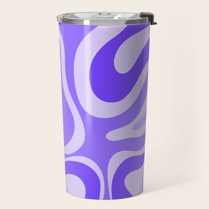 Liquid Swirl Abstract Pattern in Bright Lavender Purple Travel Mug Gallery Image 2