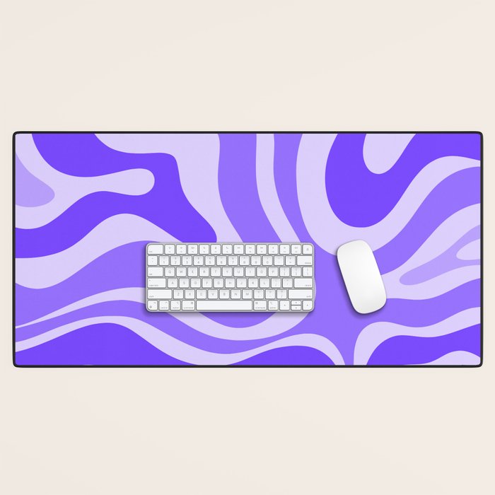 Liquid Swirl Abstract Pattern in Bright Lavender Purple Desk Mat Gallery Image 1