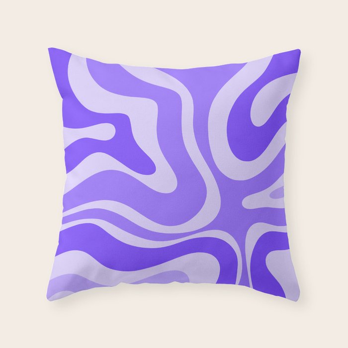 Liquid Swirl Abstract Pattern in Bright Lavender Purple Throw Pillow Gallery Image 6
