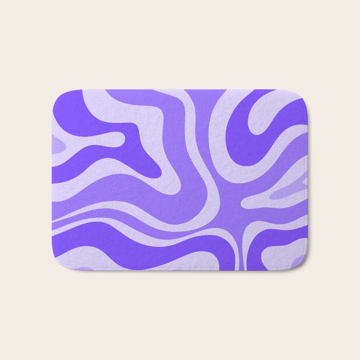 Liquid Swirl Abstract Pattern in Bright Lavender Purple Bath Mat Gallery Image 1