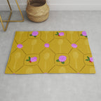 Tennis Rackets & Roses in Ochre & Purple Rug Gallery Image 1