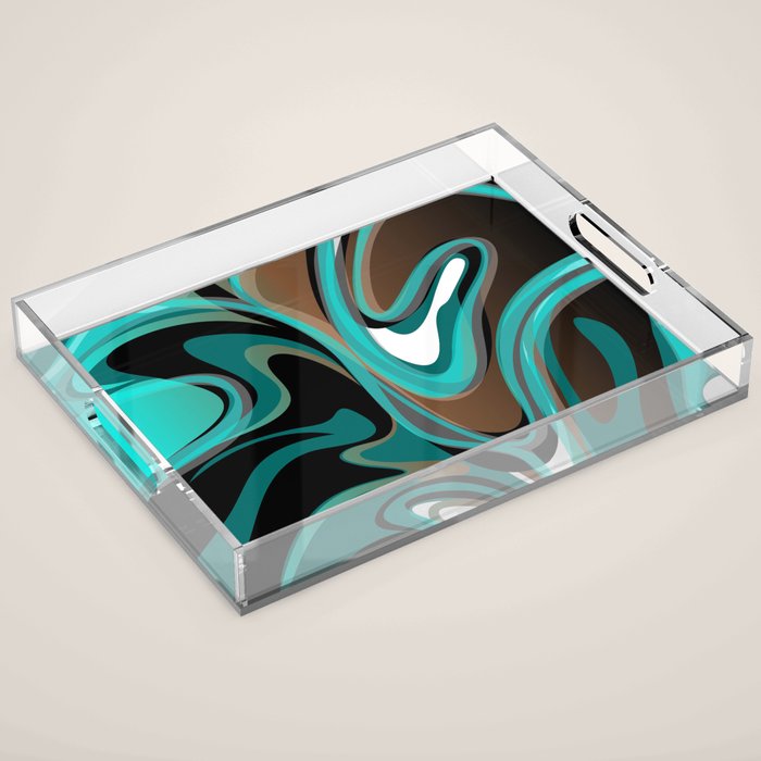 Liquify - Brown, Turquoise, Teal, Black, White Acrylic Tray Gallery Image 1