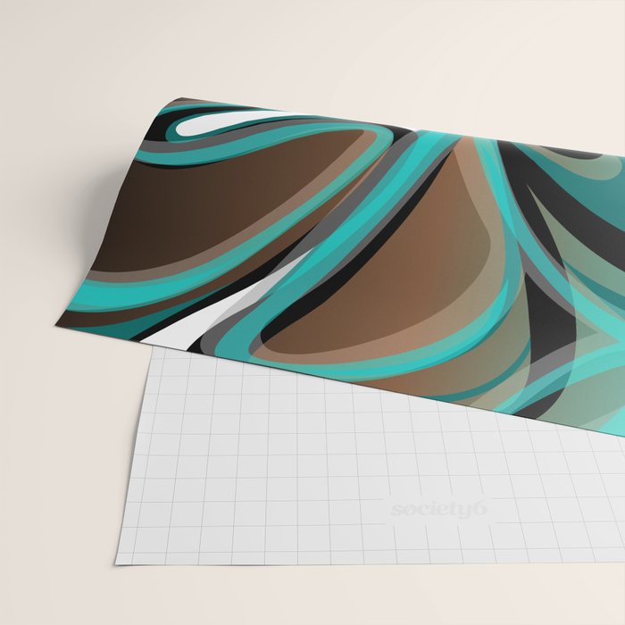 Liquify - Brown, Turquoise, Teal, Black, White Wrapping Paper Gallery Image 2
