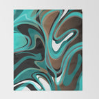 Liquify - Brown, Turquoise, Teal, Black, White Throw Blanket Gallery Image 2