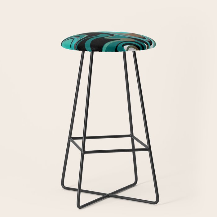 Liquify - Brown, Turquoise, Teal, Black, White Stool Gallery Image 1
