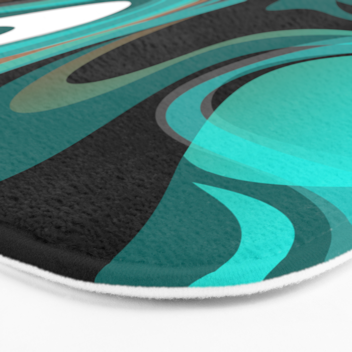 Liquify - Brown, Turquoise, Teal, Black, White Bath Mat Gallery Image 3