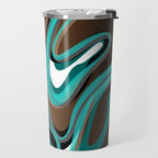 Liquify - Brown, Turquoise, Teal, Black, White Travel Mug Gallery Image 2
