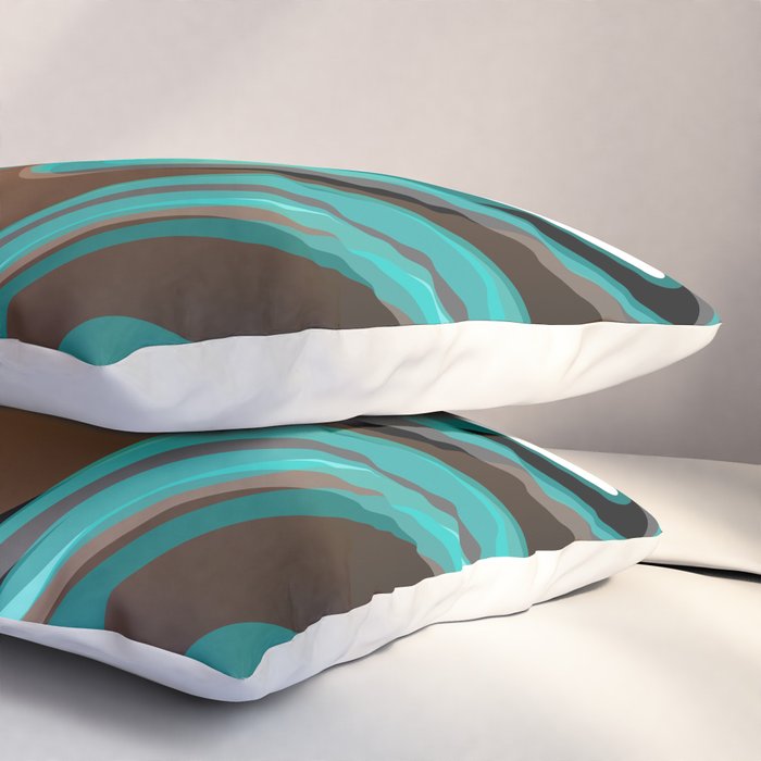 Liquify - Brown, Turquoise, Teal, Black, White Pillow Sham Gallery Image 3