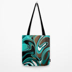 Liquify - Brown, Turquoise, Teal, Black, White Tote Bag Gallery Image 2