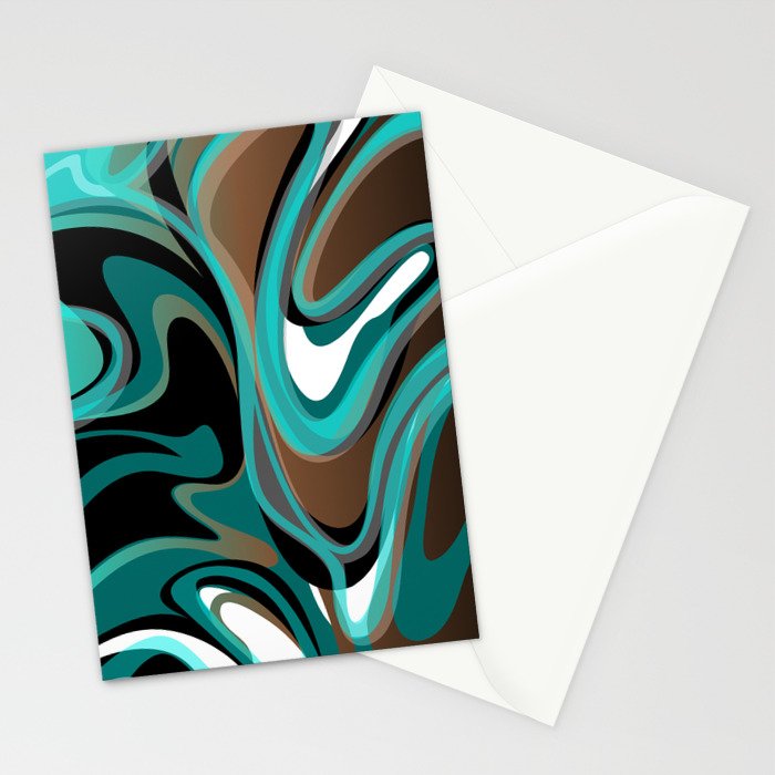 Liquify - Brown, Turquoise, Teal, Black, White Stationery Card Gallery Image 2