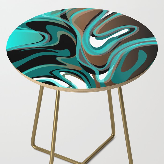 Liquify - Brown, Turquoise, Teal, Black, White Side Table Gallery Image 2