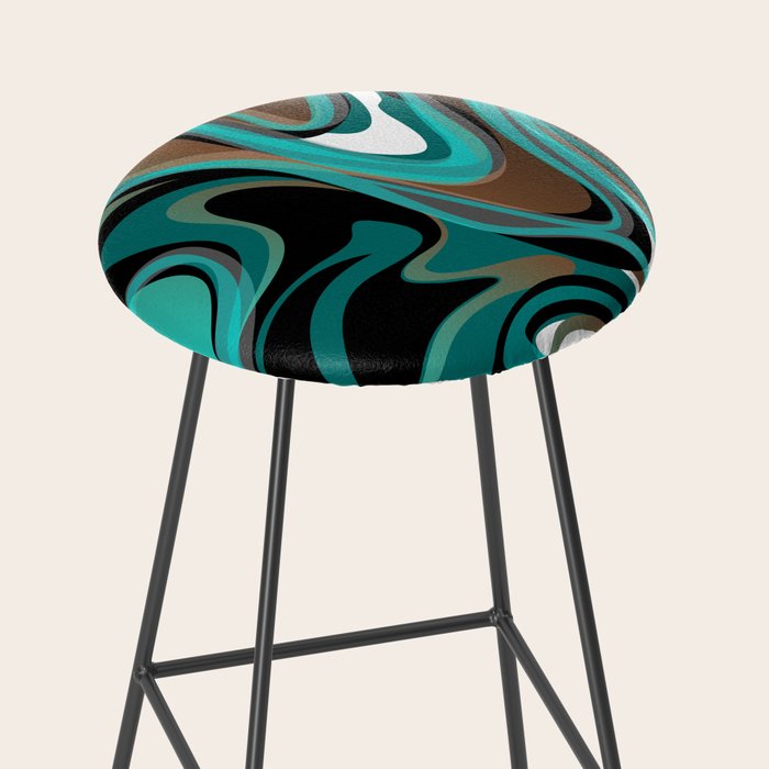 Liquify - Brown, Turquoise, Teal, Black, White Stool Gallery Image 2