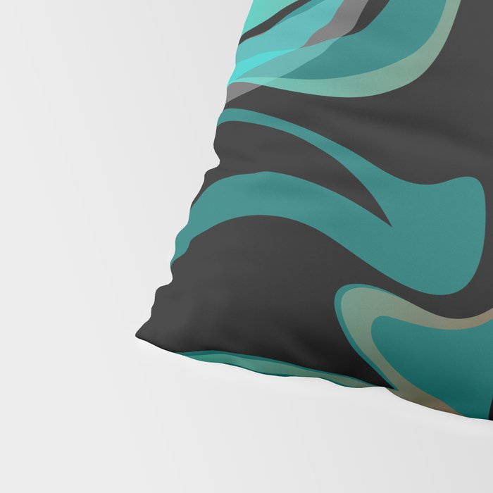 Liquify - Brown, Turquoise, Teal, Black, White Pillow Sham Gallery Image 4
