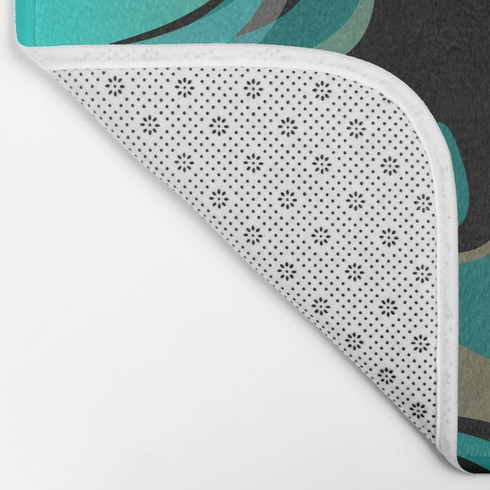 Liquify - Brown, Turquoise, Teal, Black, White Bath Mat Gallery Image 2