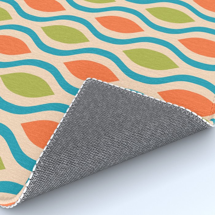 Mid Century Modern Style 336 Orange Turquoise and Olive Green Rug Gallery Image 4